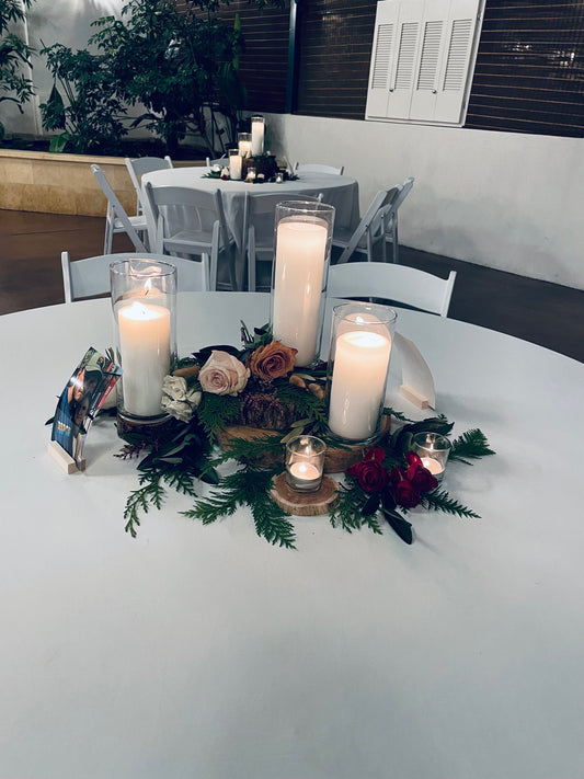 3 Glass Cylinder Rental Centerpiece