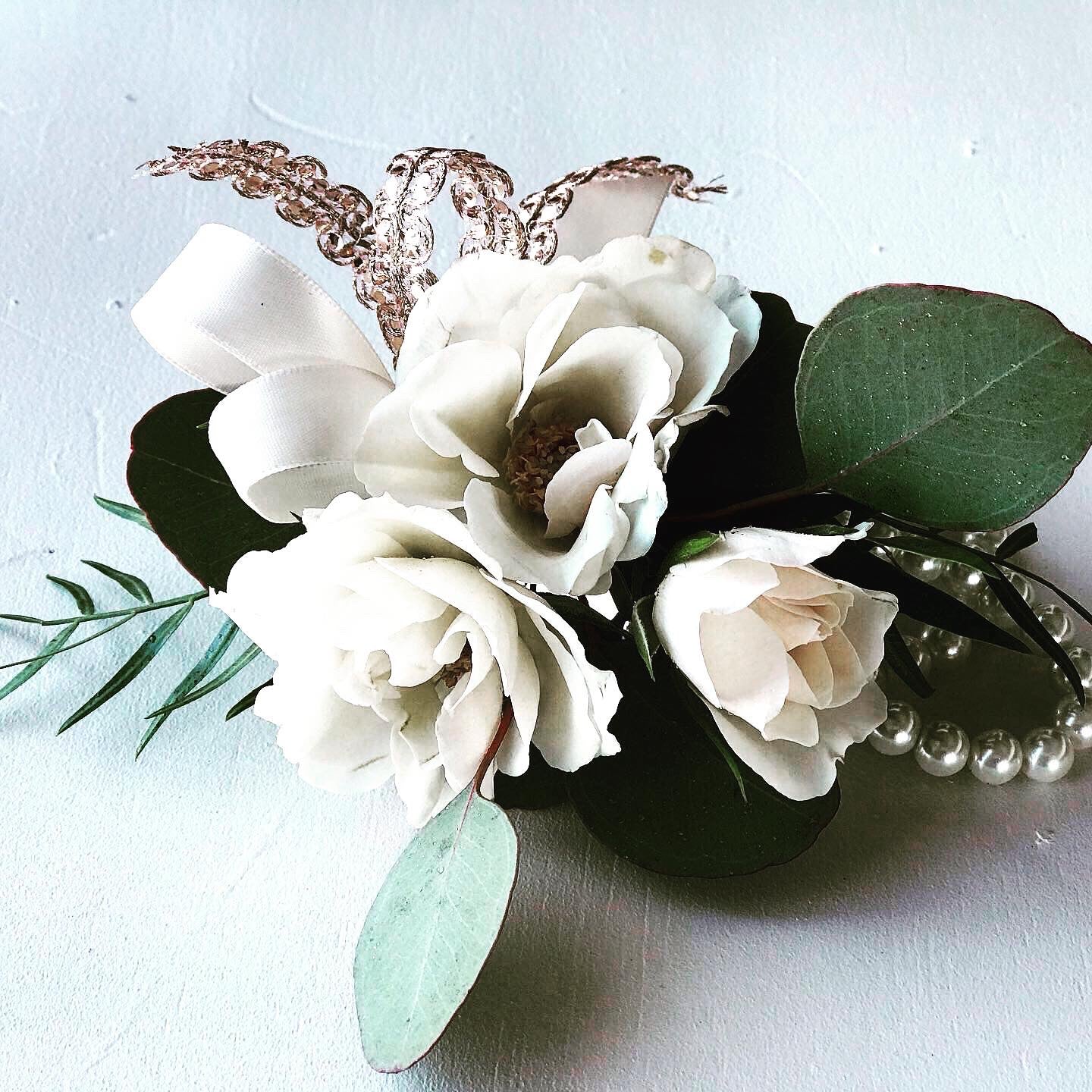 White Spray Rose Corsage