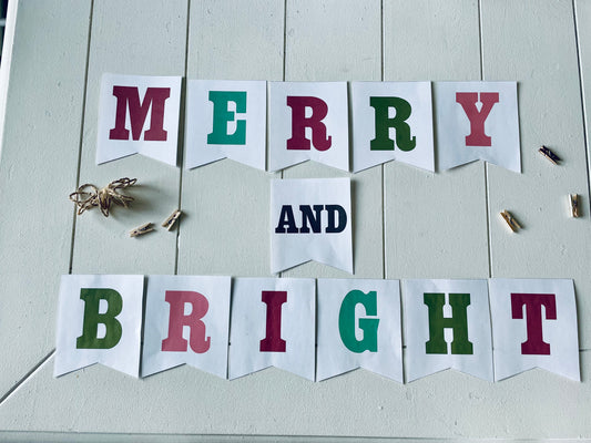 Merry & Bright Gift Tag, Card, Banner Bundle