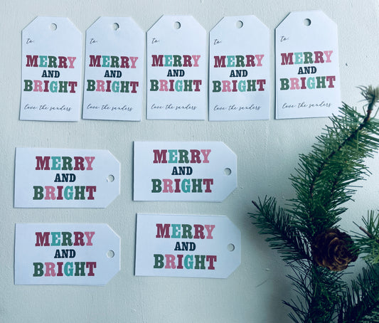 Merry & Bright Gift Tag, Card, Banner Bundle