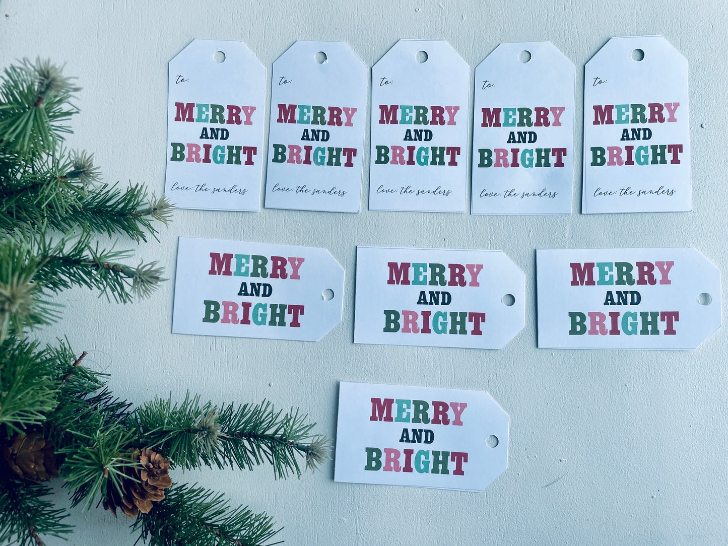 Merry & Bright Gift Tag, Card, Banner Bundle
