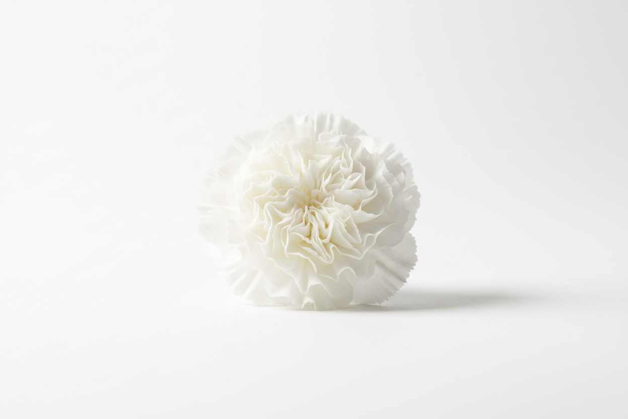 white carnation with white background