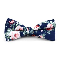 Navy Floral Bow Tie - Blushes & Blooms