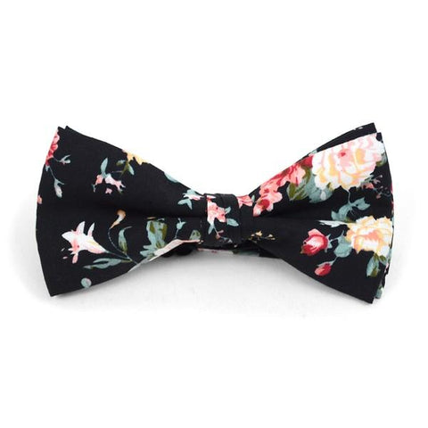 Black Floral Bow Tie - Blushes & Blooms