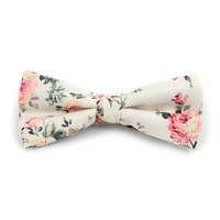 Blush Cream Floral Bow Tie - Blushes & Blooms