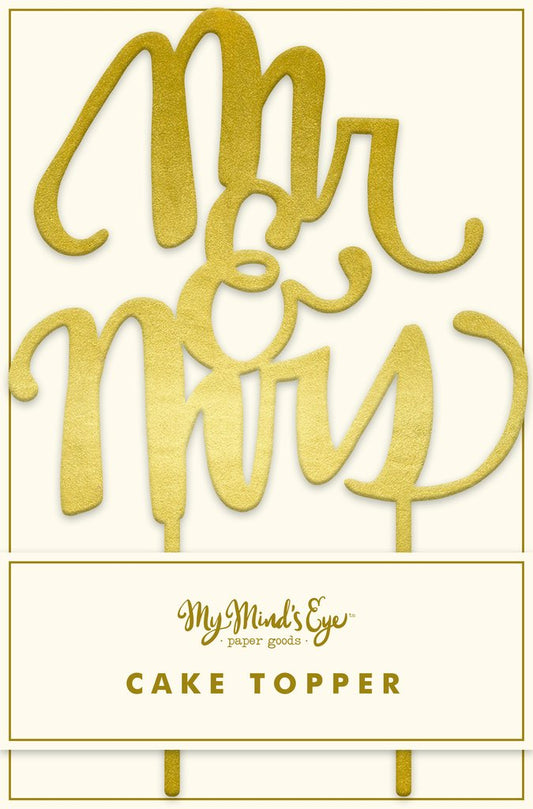 GOLD "MR. & MRS." CAKE TOPPER - Blushes & Blooms