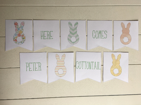 Printable Bunny Easter Banner - Blushes & Blooms