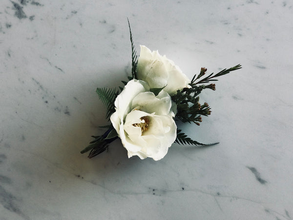 White Spray Rose Boutonniere - Blushes & Blooms