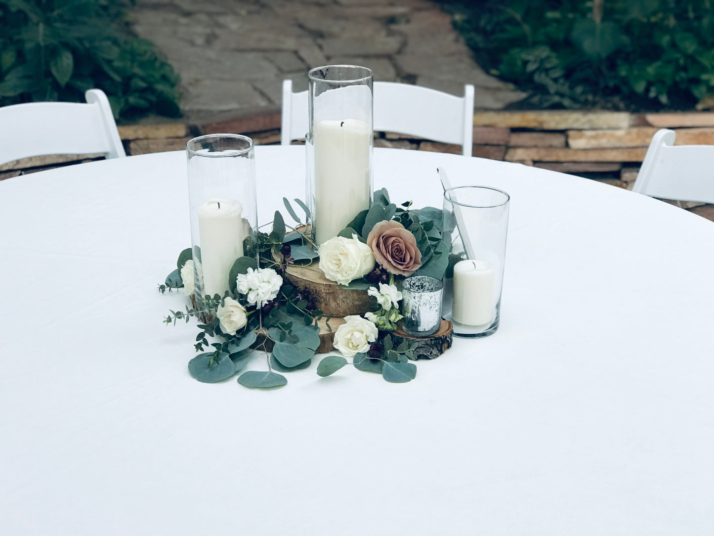 Glass cylinder with pillar candle