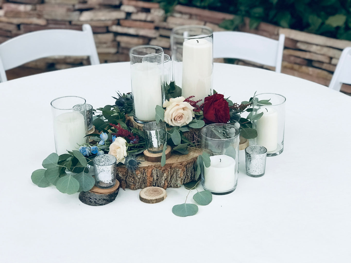 Glass cylinder with pillar candle