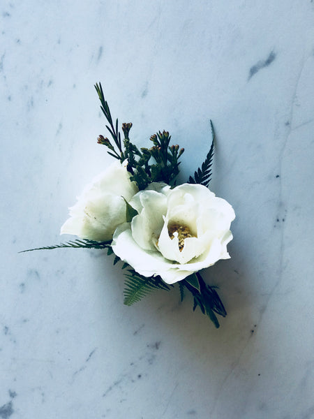 White Spray Rose Boutonniere - Blushes & Blooms